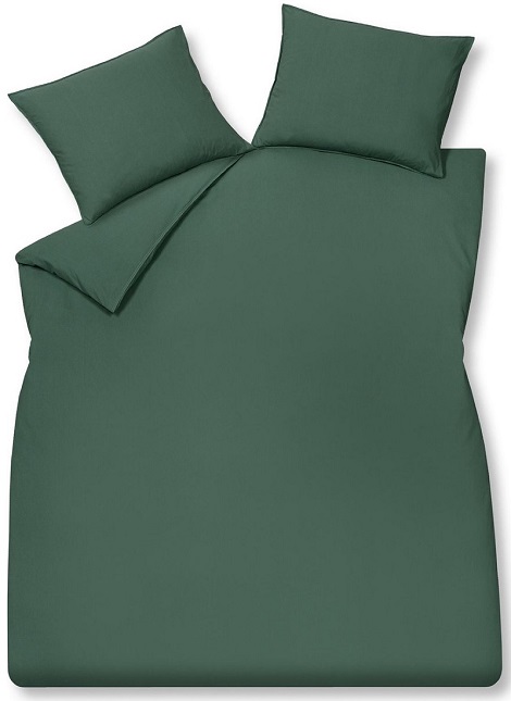 Dekbedovertrek washed cotton vanDyck dark green, katoen, korting, sale 200x200/220 cm